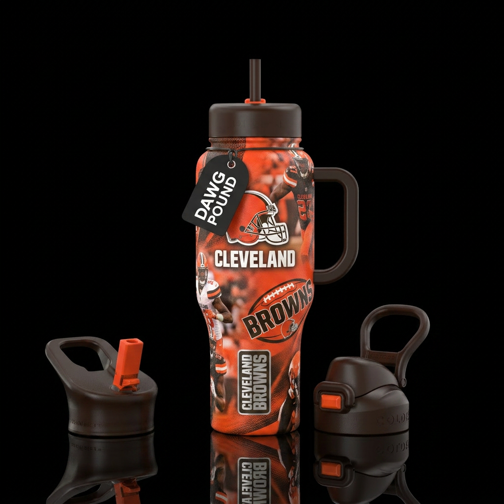 Browns football Cleveland water bottle design