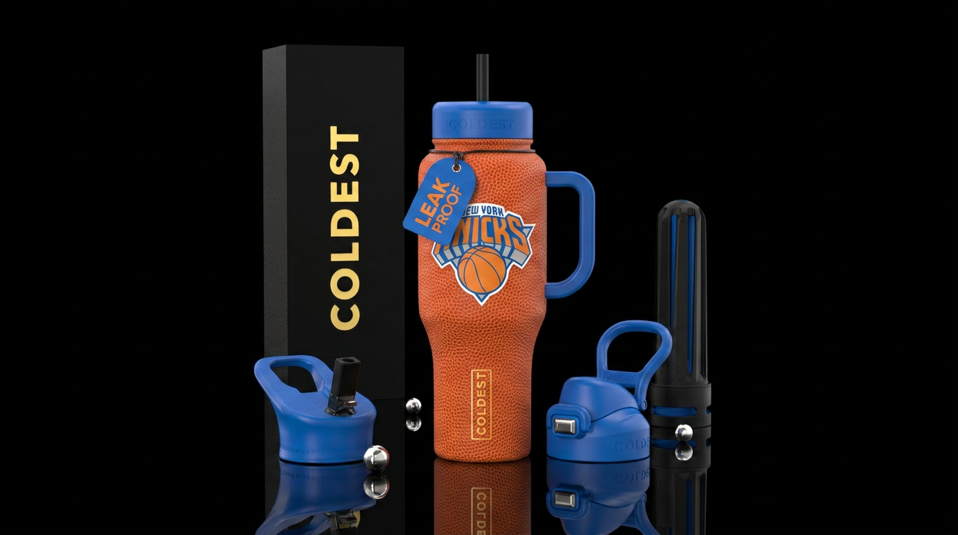 NY knicks basketball water bottle design