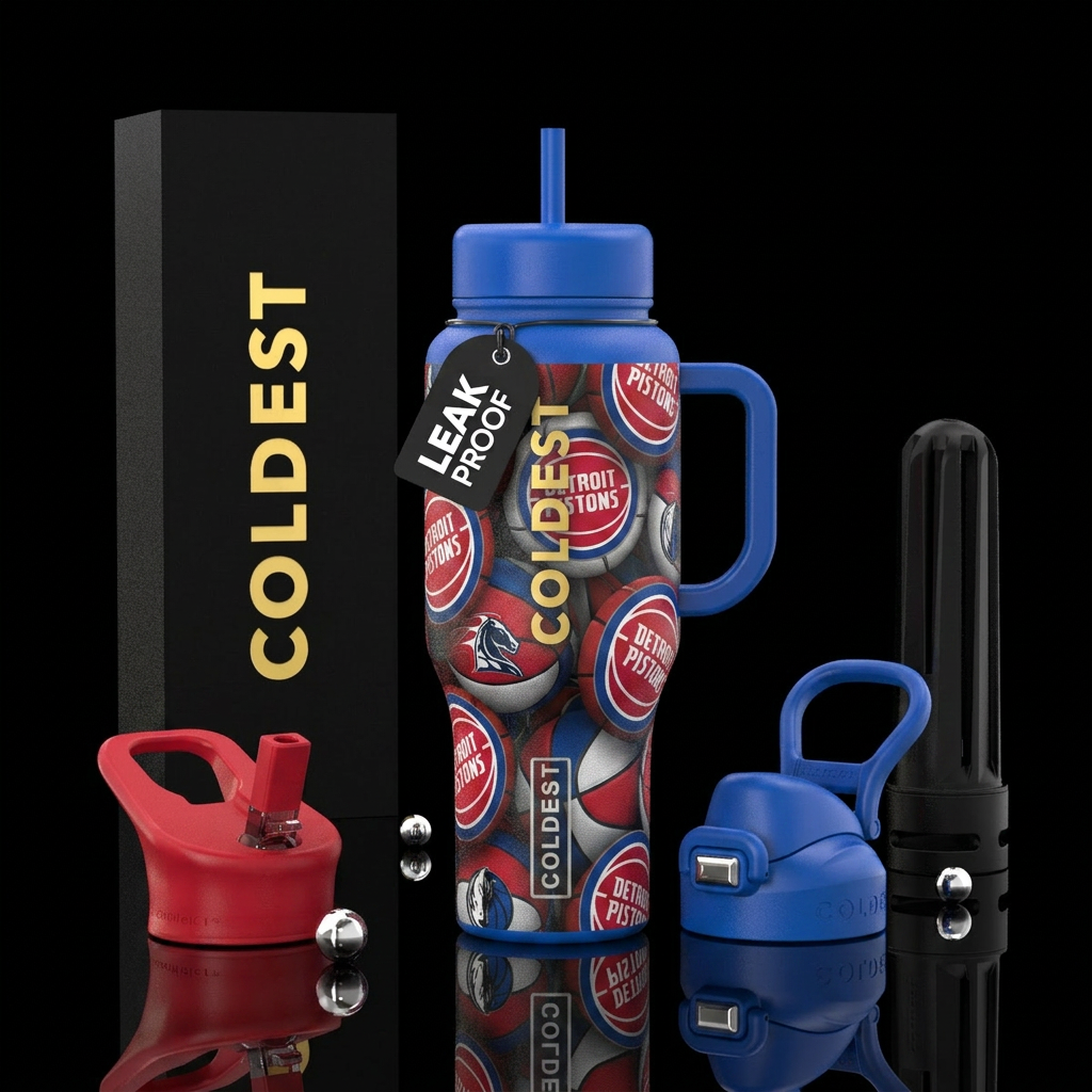 Pistons basketball water bottle design