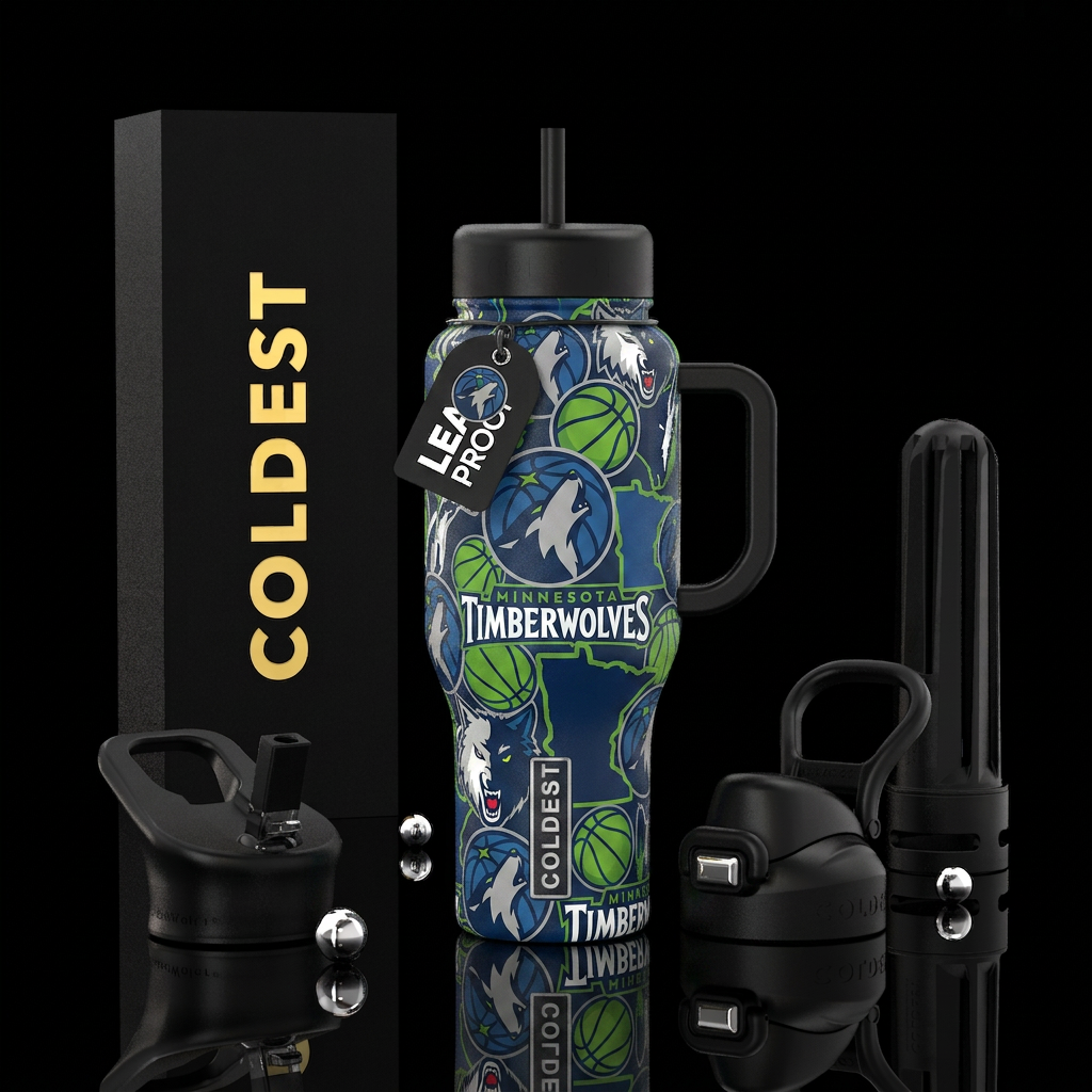 Minnesota Timberwolves basketball water bottle design