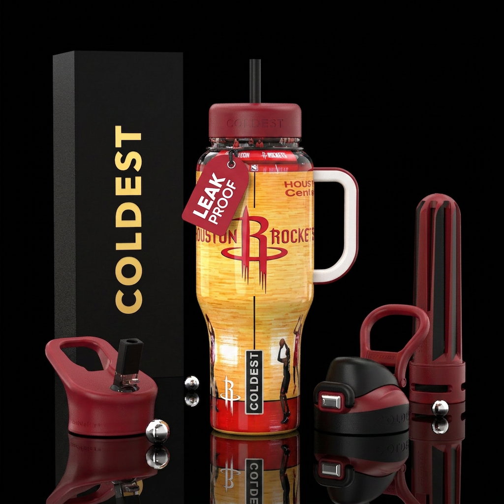 Houston rockets basketball water bottle design