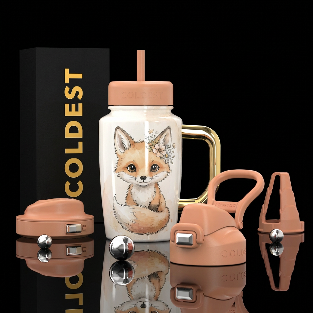 Cozy Fox Whispers water bottle design