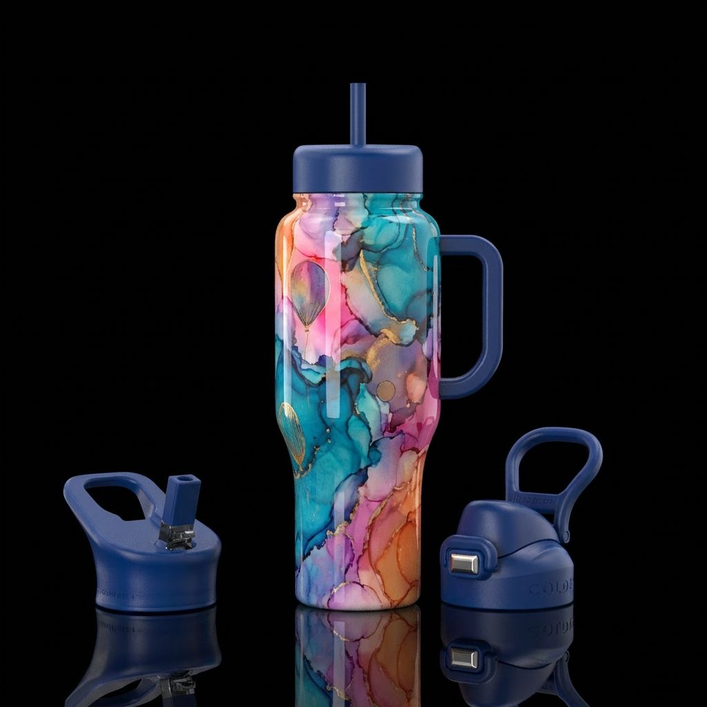 Liquid Mosaic water bottle design