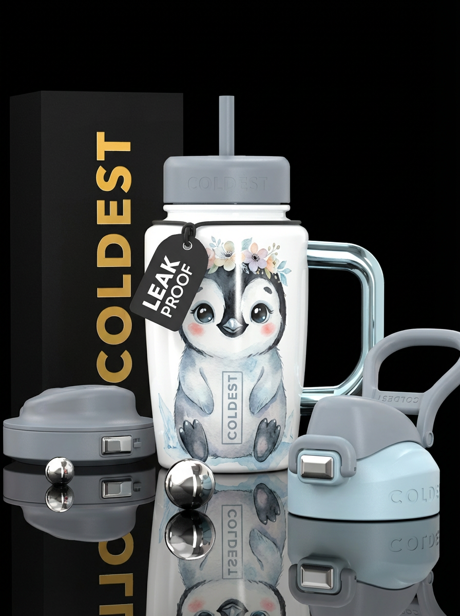 Petal Penguin water bottle design