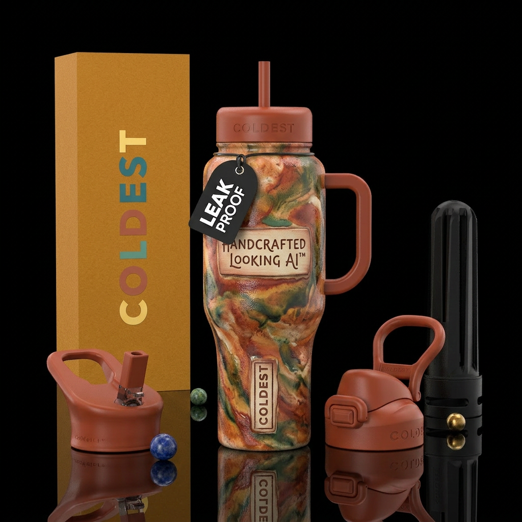 "Handcrafted Looking AI™" water bottle design