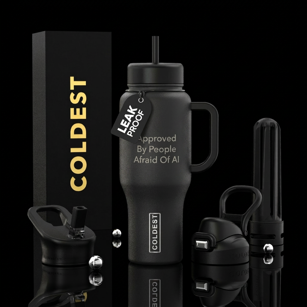“Approved By People Afraid Of AI” water bottle design