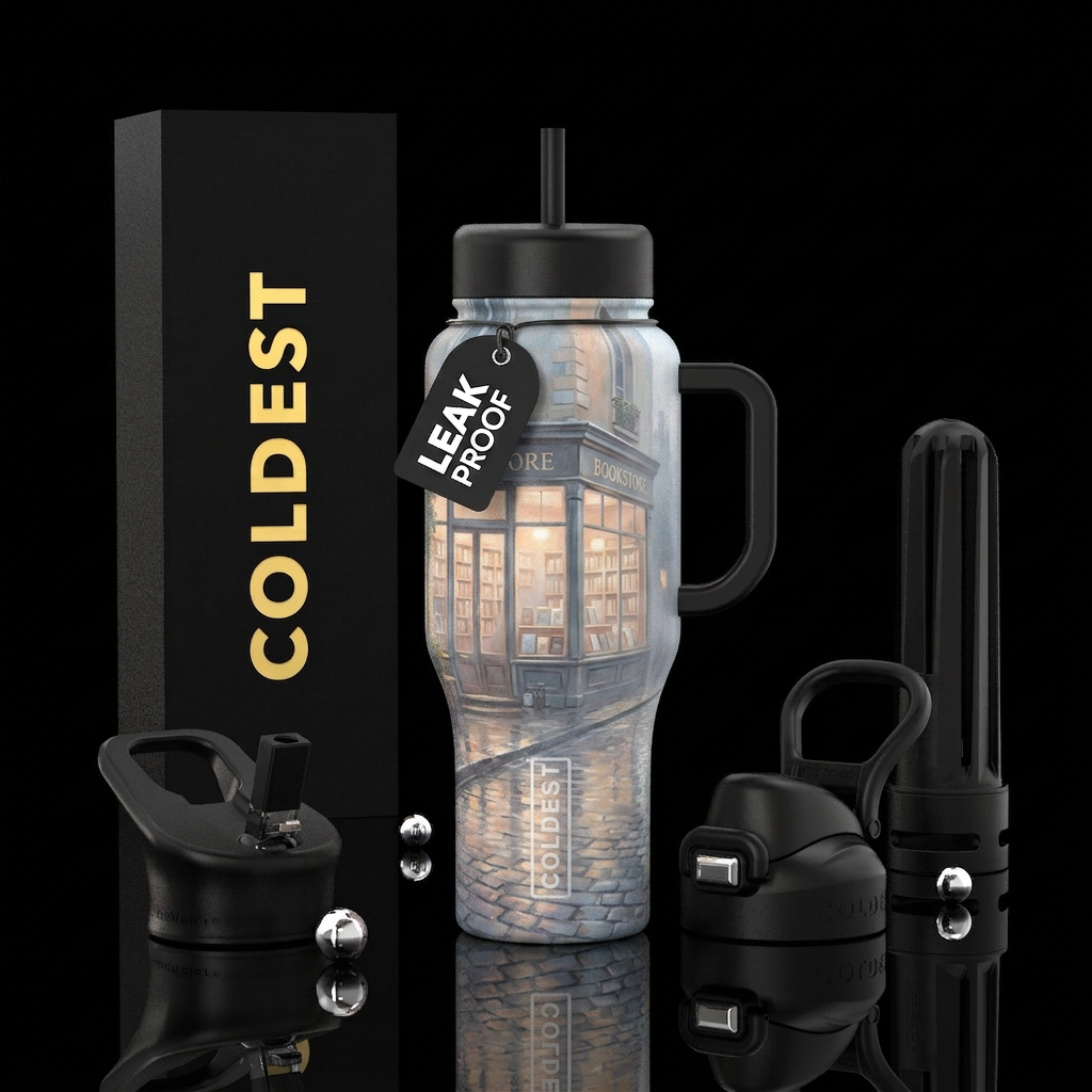 City Street Bookstore water bottle design