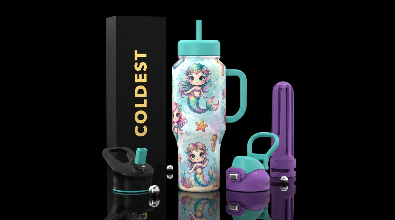 Kids Mermaids water bottle design