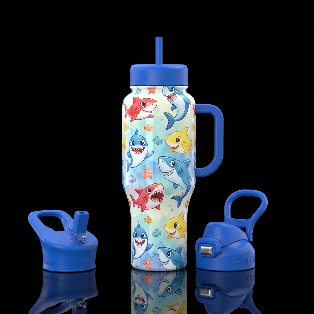 Kids Sharks 2 water bottle design