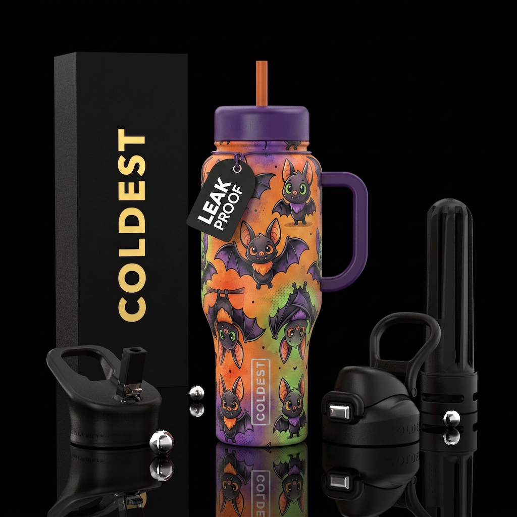 Kids Bats Halloween water bottle design