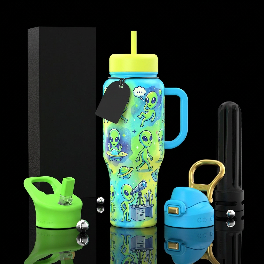 Kids Aliens water bottle design