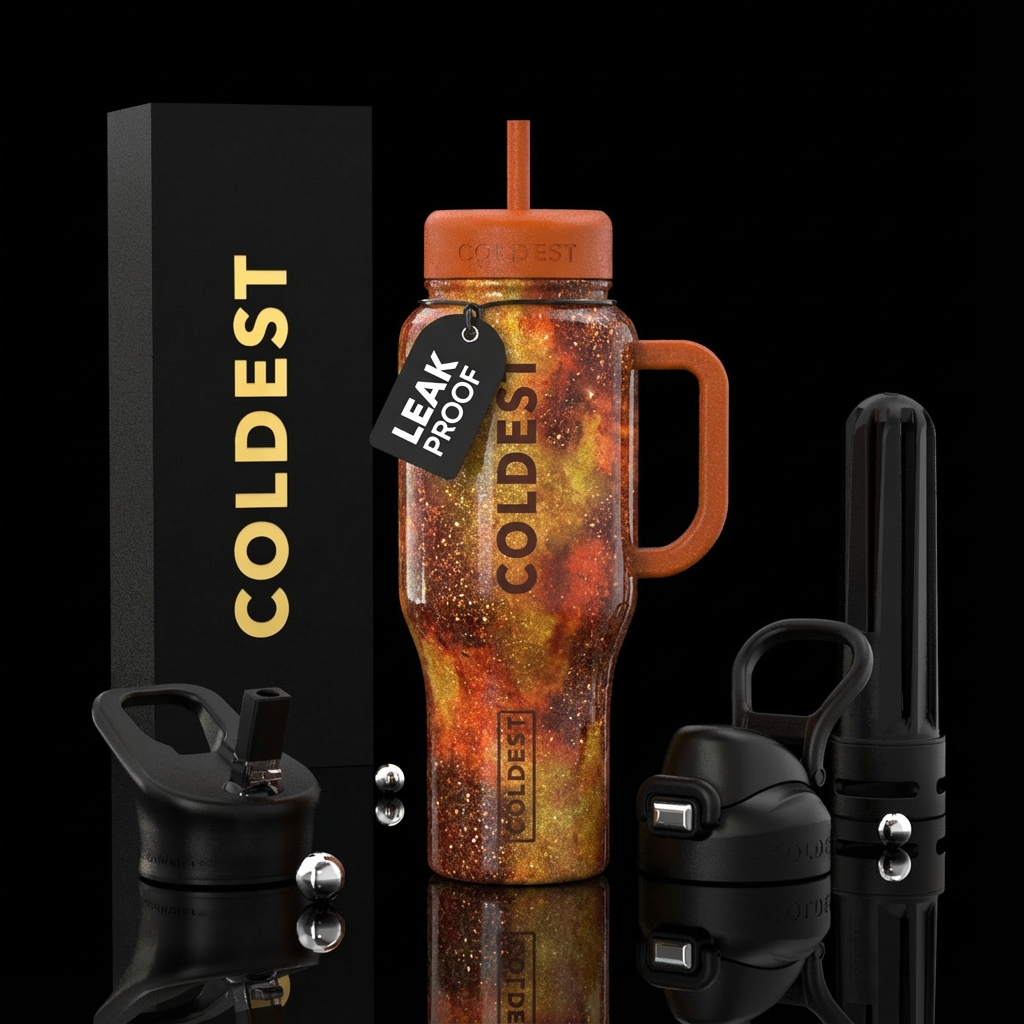rustic, fall colors, sparkly water bottle design