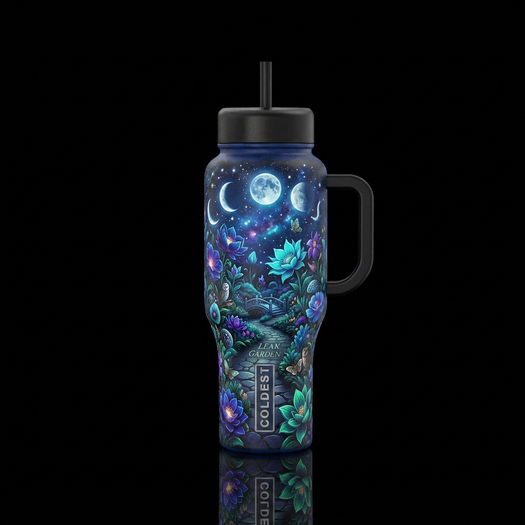 Moon garden water bottle design