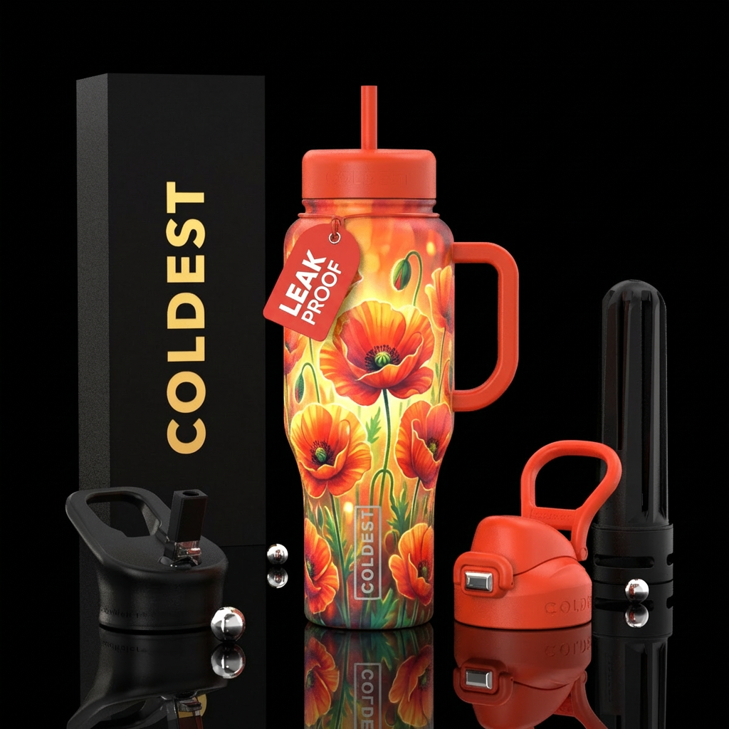 Poppy Passion water bottle design