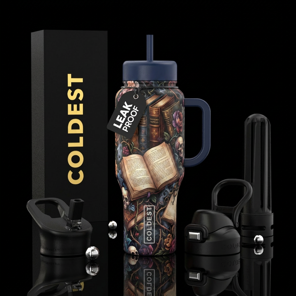 Books on the mind water bottle design