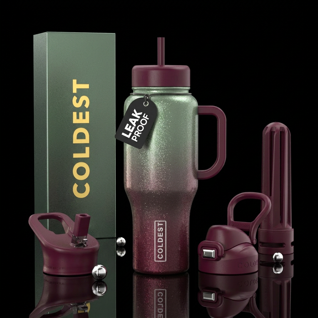 Sage burgundy ombre glowie smokey sparkling shimme... water bottle design