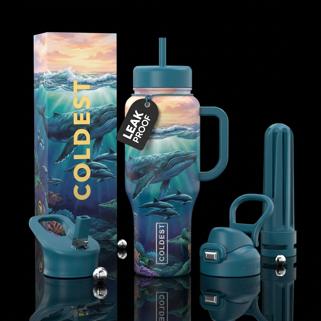 Deep Sea Friends water bottle design