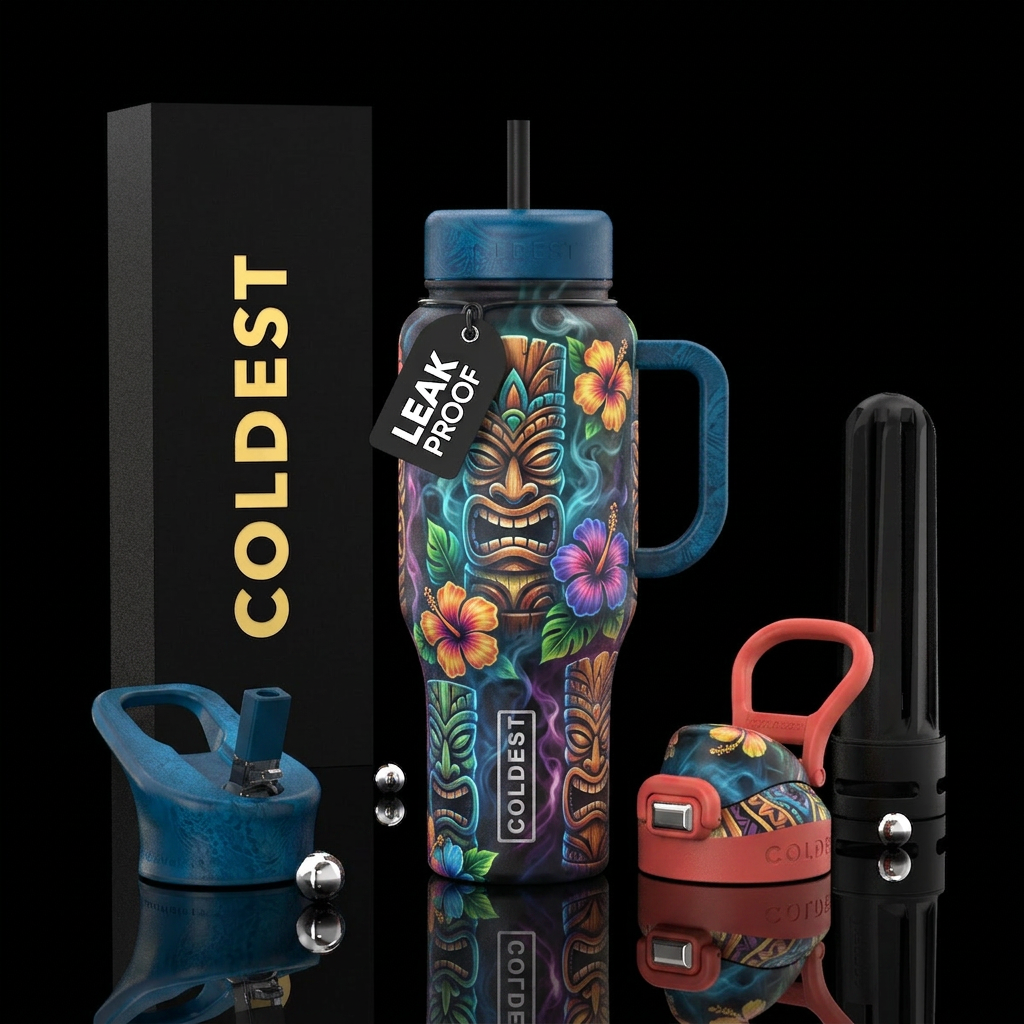 Tiki Dreams water bottle design
