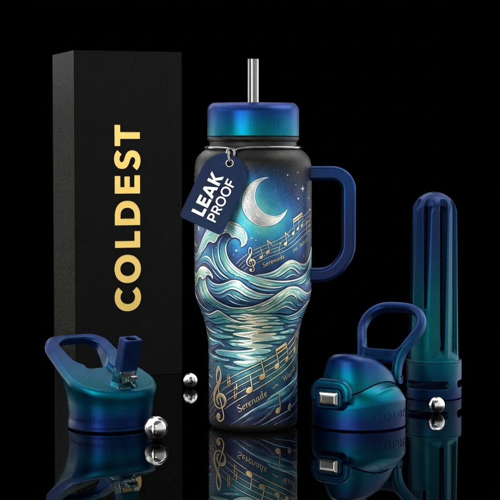 Melody waves water bottle design