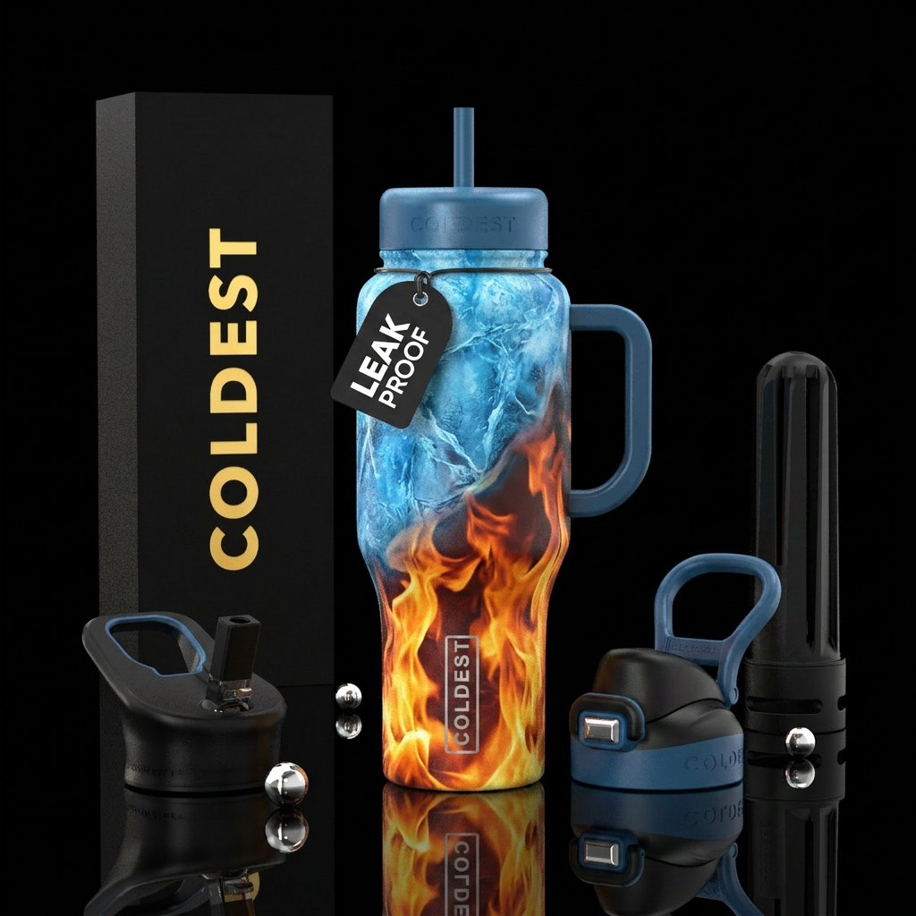 Fire on the bottom ice merge together from the top water bottle design