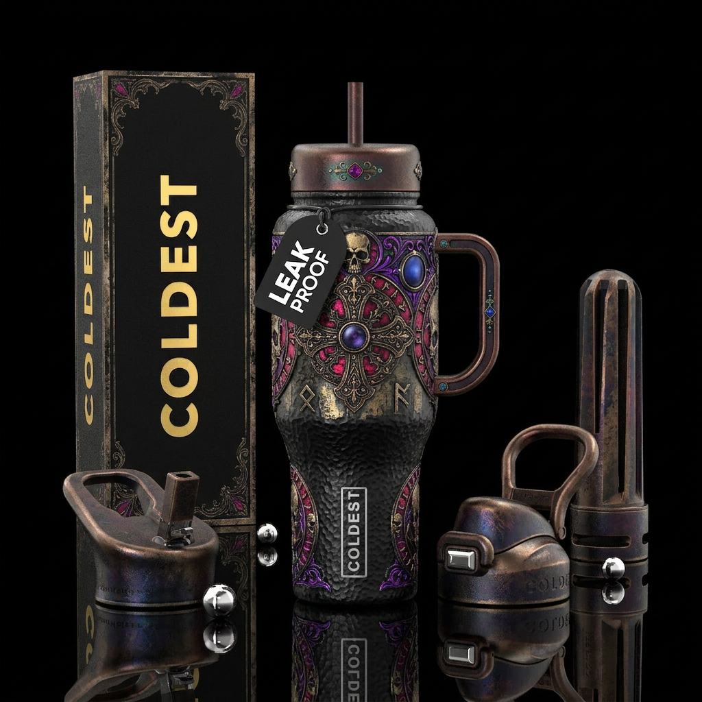 brushed metal, gritty, gothic, hammered, rustic water bottle design