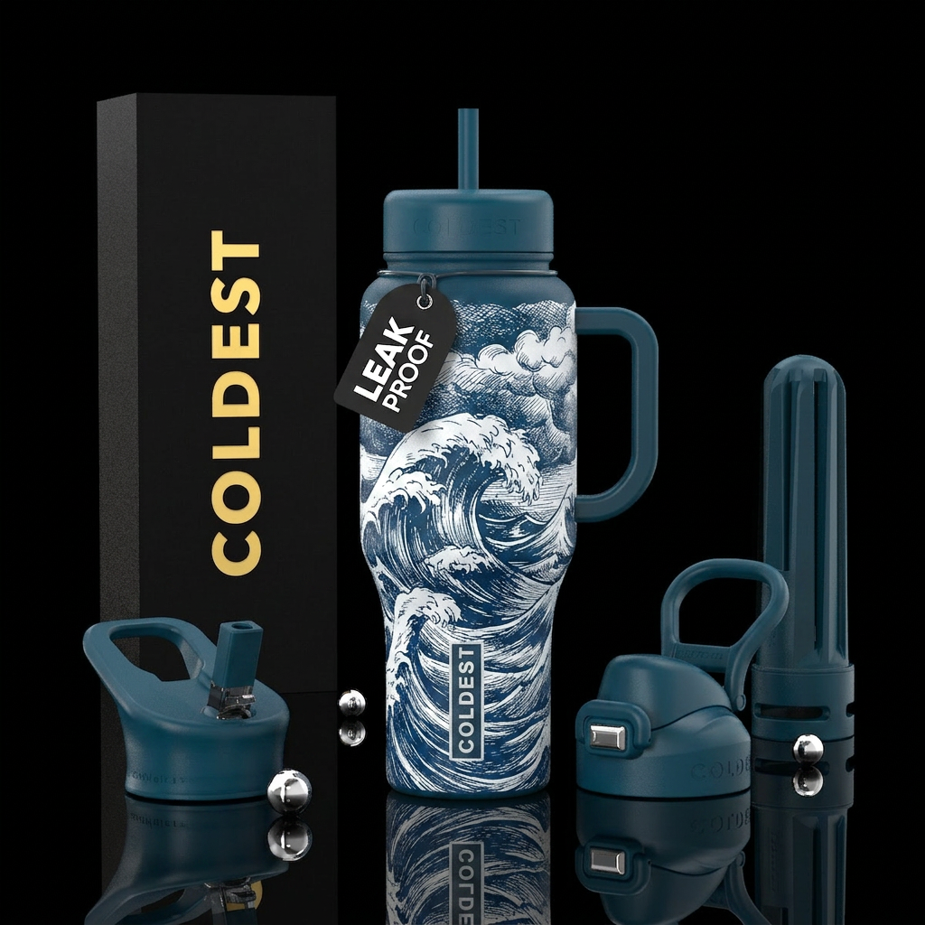 sketch,,, stormy seas water bottle design