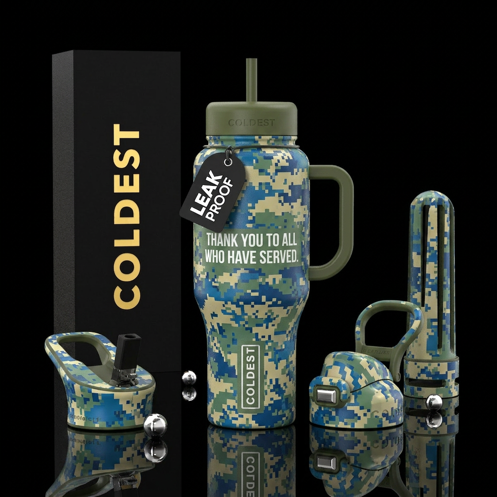 Digital camouflage  thank you to all who has serve... water bottle design