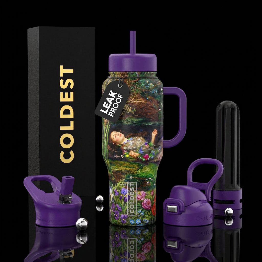 Ophelia - painting water bottle design