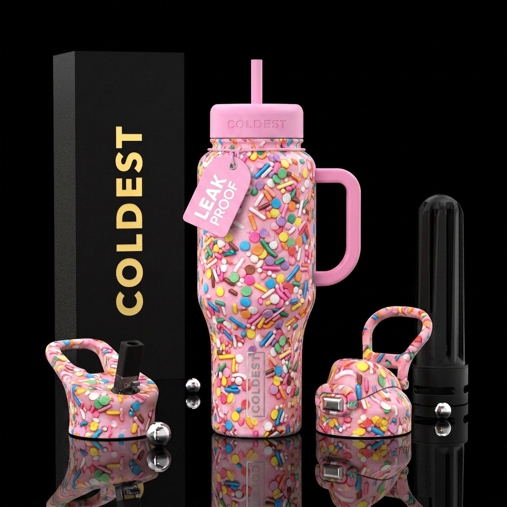 donut sprinkles , cupcake confetti water bottle design