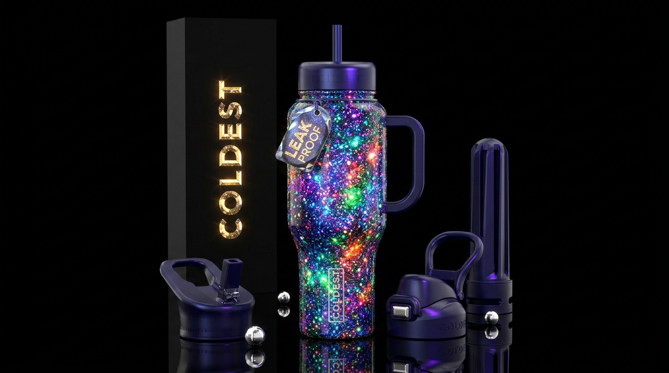 explosive, sparkly, glowie, glitter water bottle design