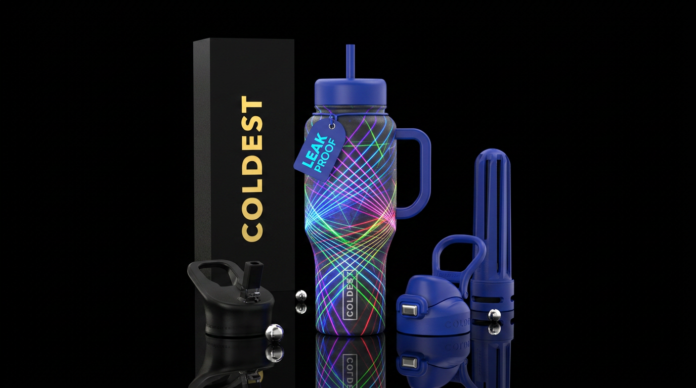 Laser light show water bottle design