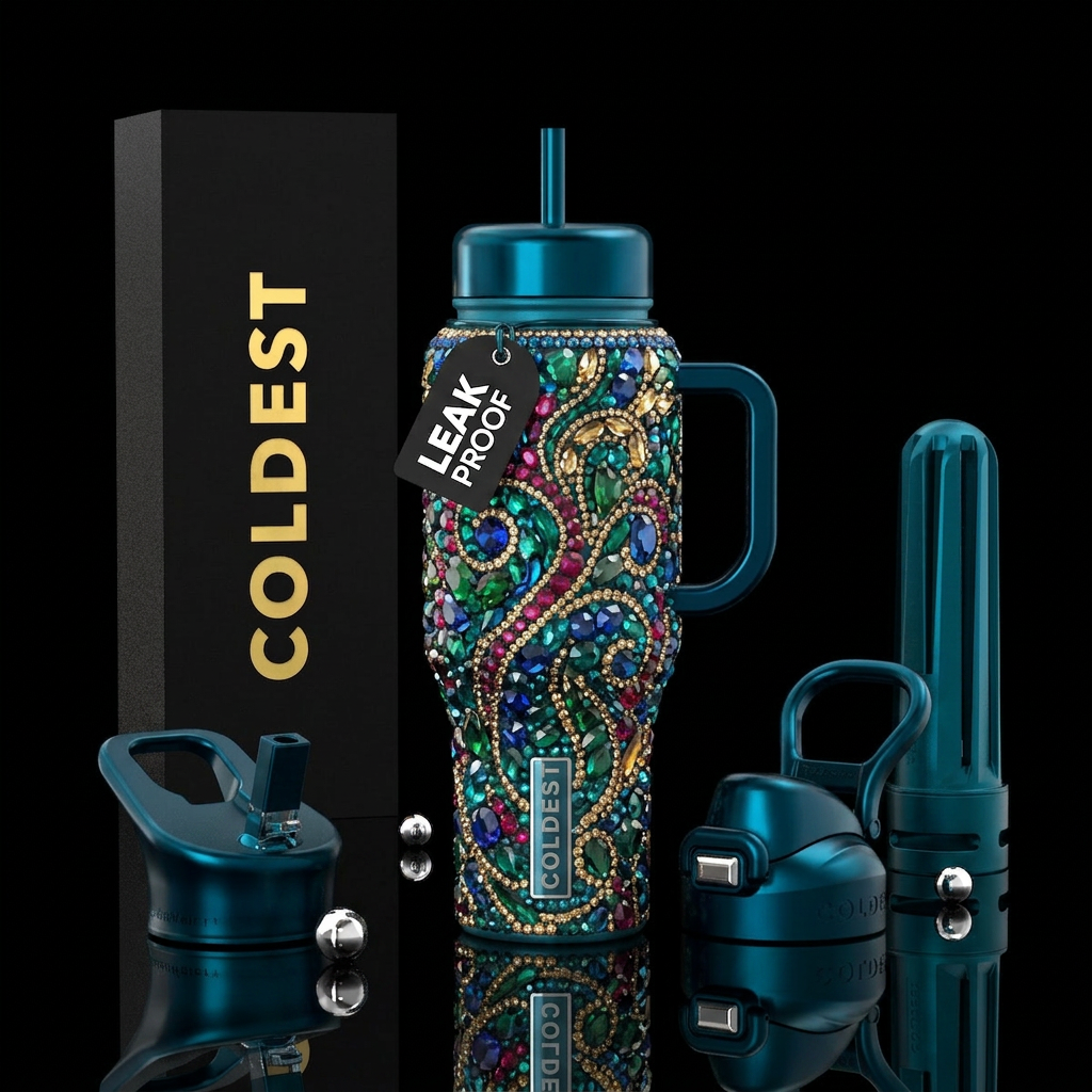 gemstone, swirls, luxurious, sparkly, magical water bottle design