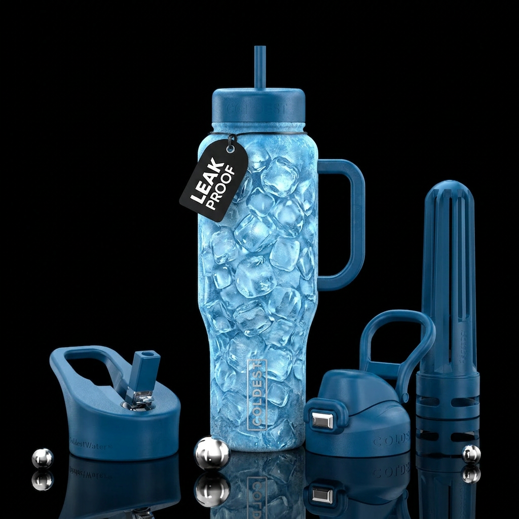 Nugget ice, artic blue bottle water bottle design