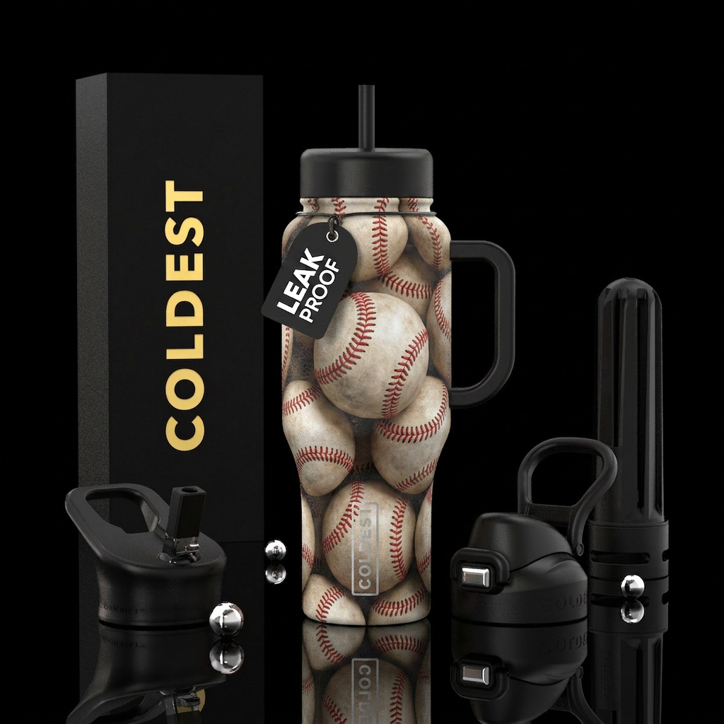 Baseballs water bottle design