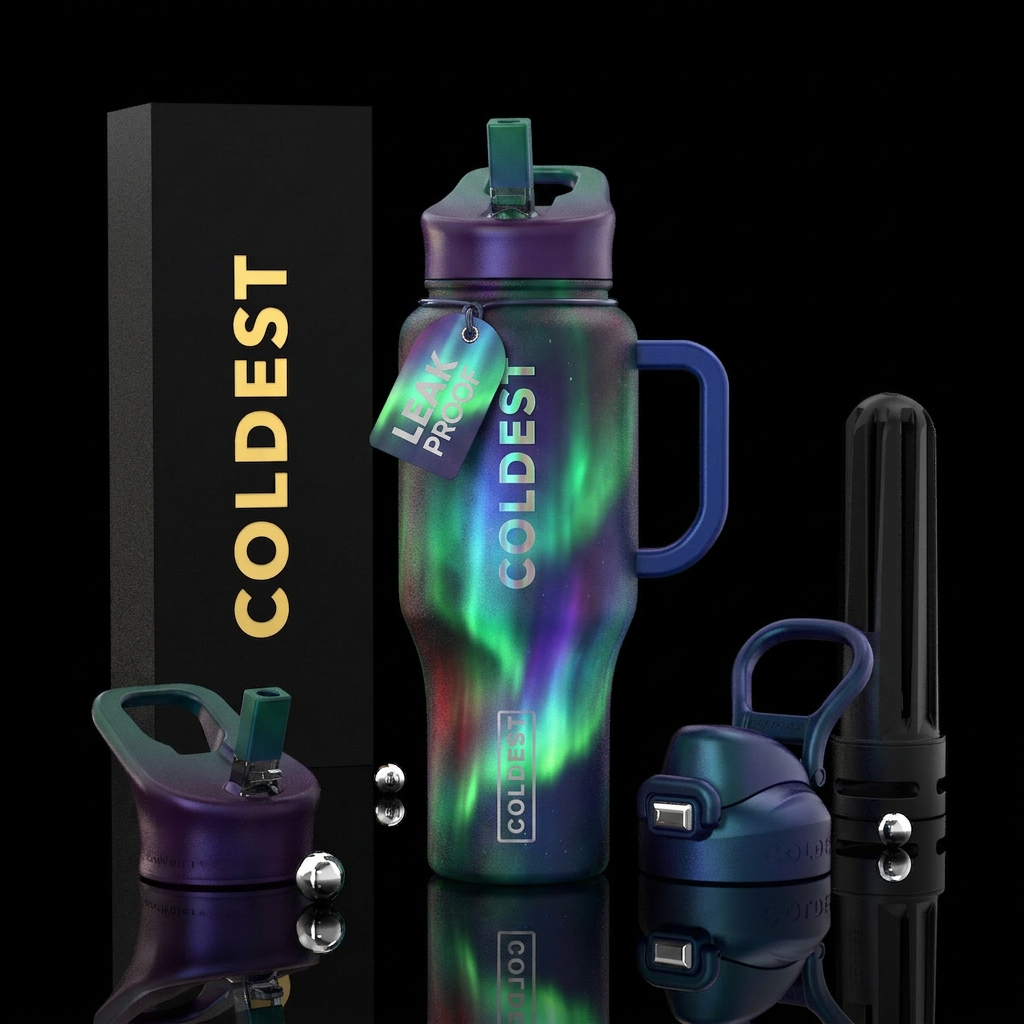 Glowie Aurora Borealis / northern lights water bottle design