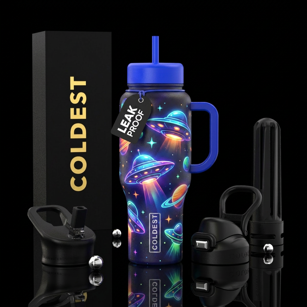 Glowie UFO's water bottle design