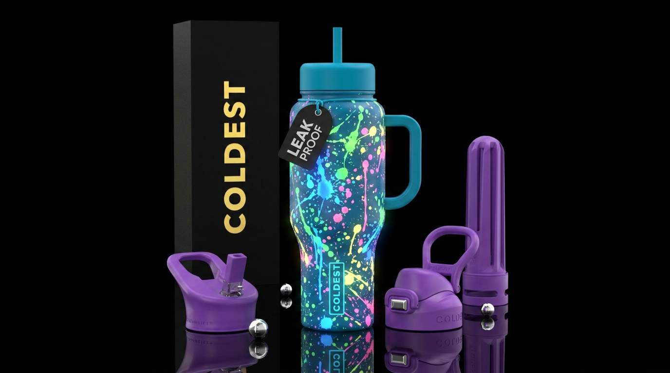 Glowie splattered paint water bottle design
