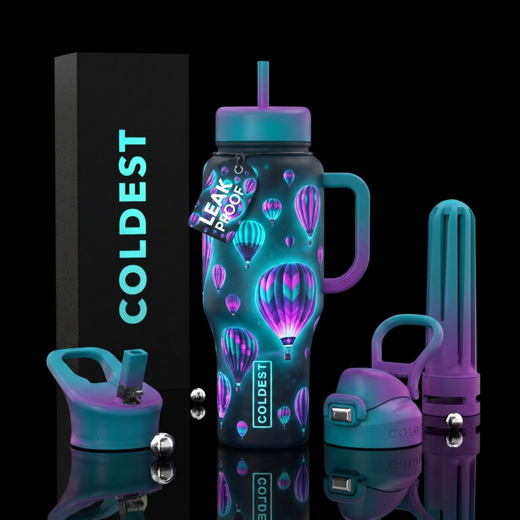 Glowie Hot air balloon festival water bottle design