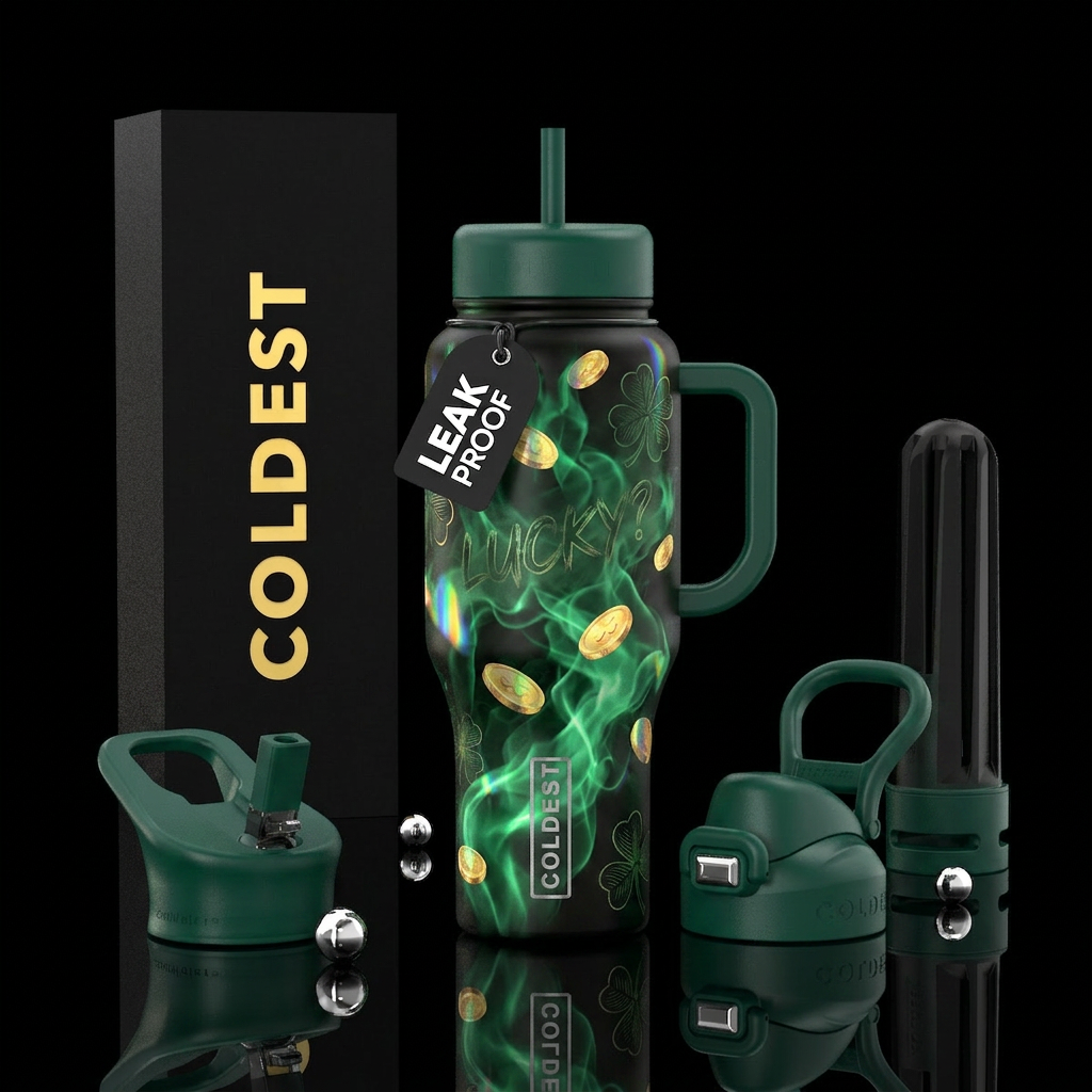 “Liquid Luck” A premium lucky-themed bottle instea... water bottle design