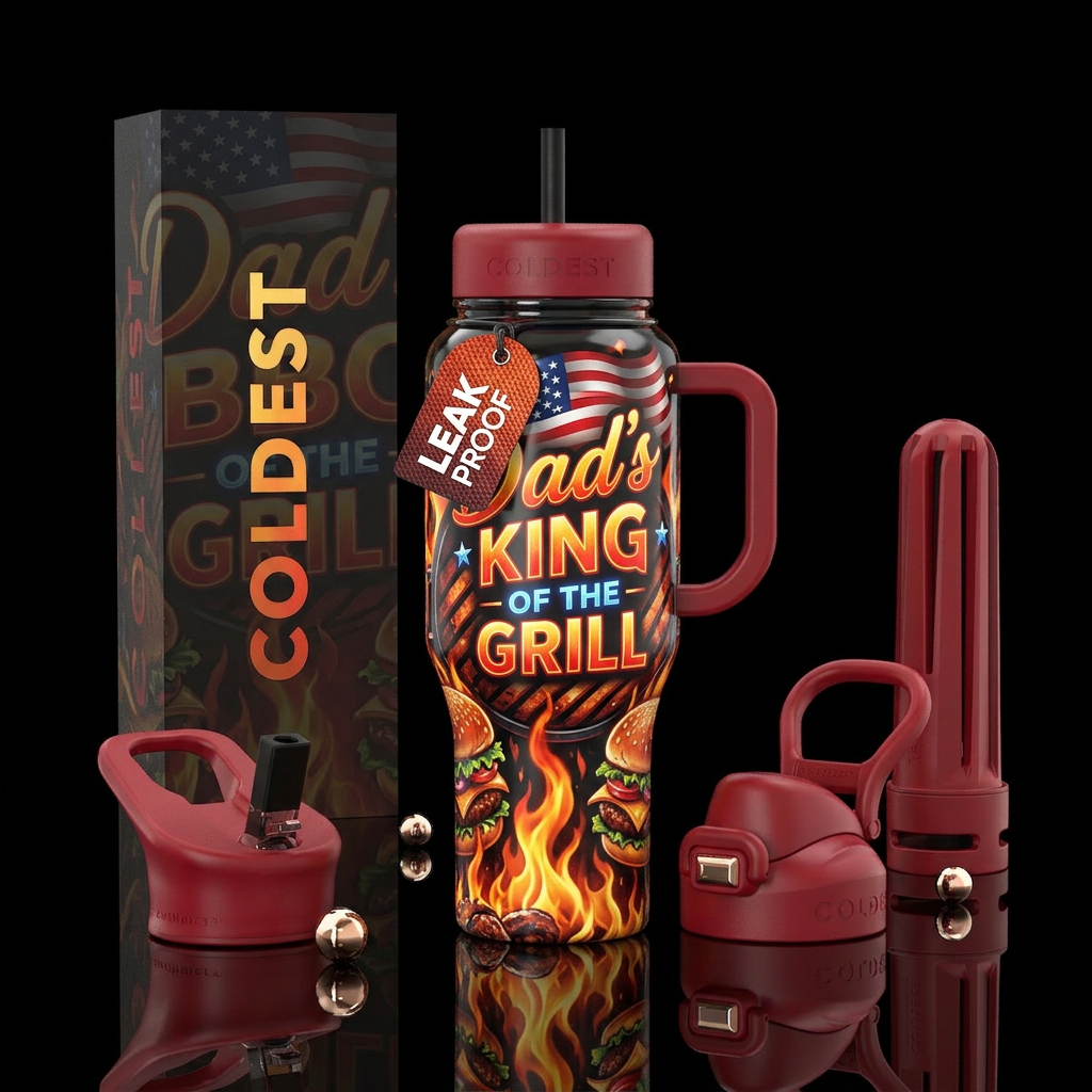“Dad’s BBQ” Backyard cookout bottle. Features: fla... water bottle design