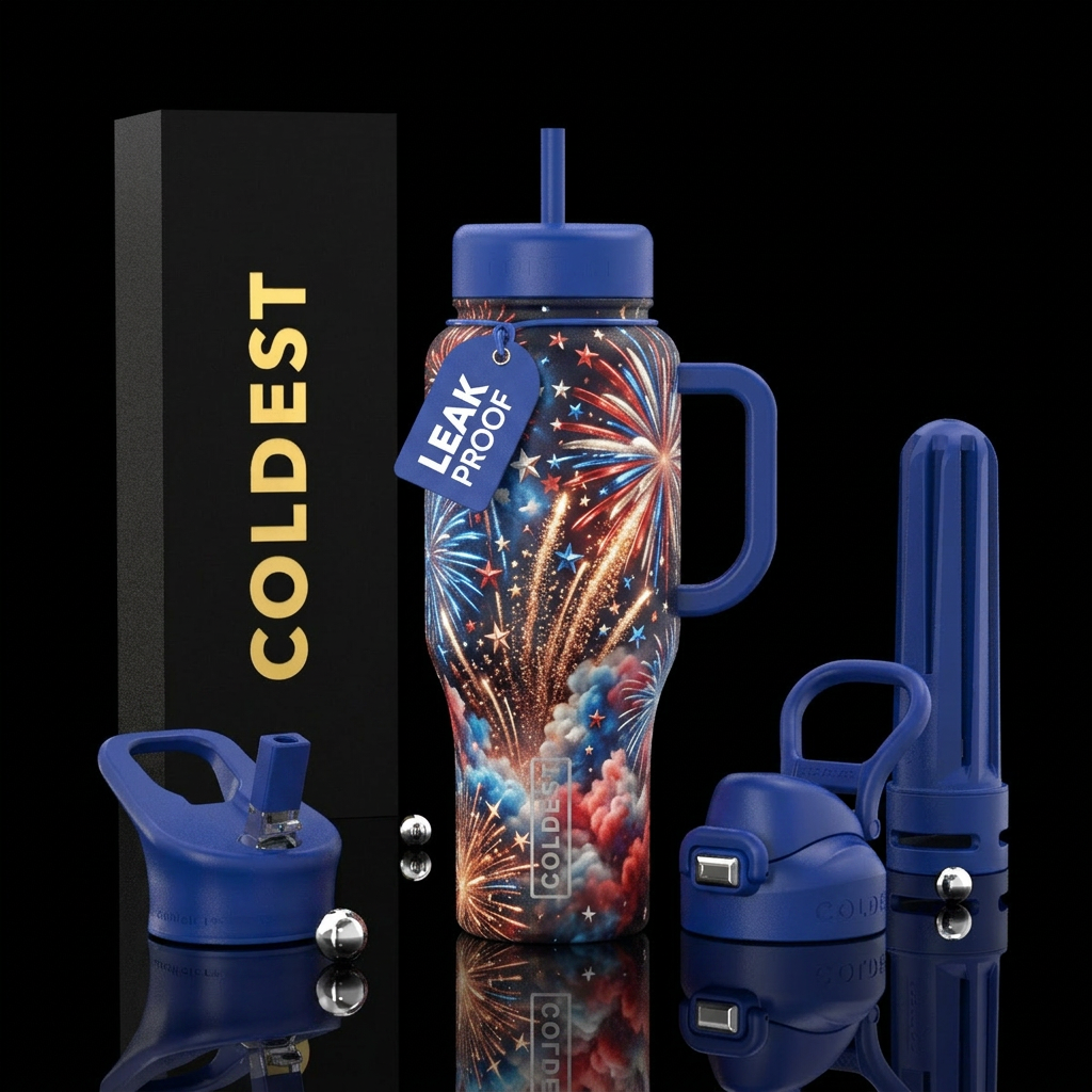 “Firecracker” 4th of July inspired without looking... water bottle design