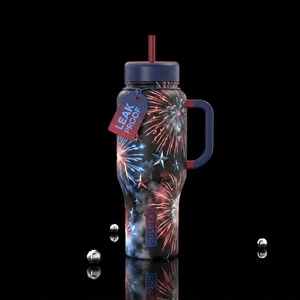 “Firecracker” 4th of July inspired without looking... water bottle design