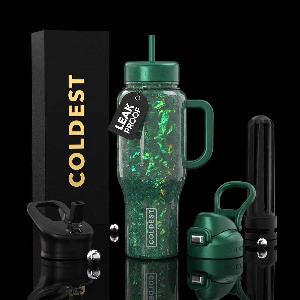 Green opal water bottle design