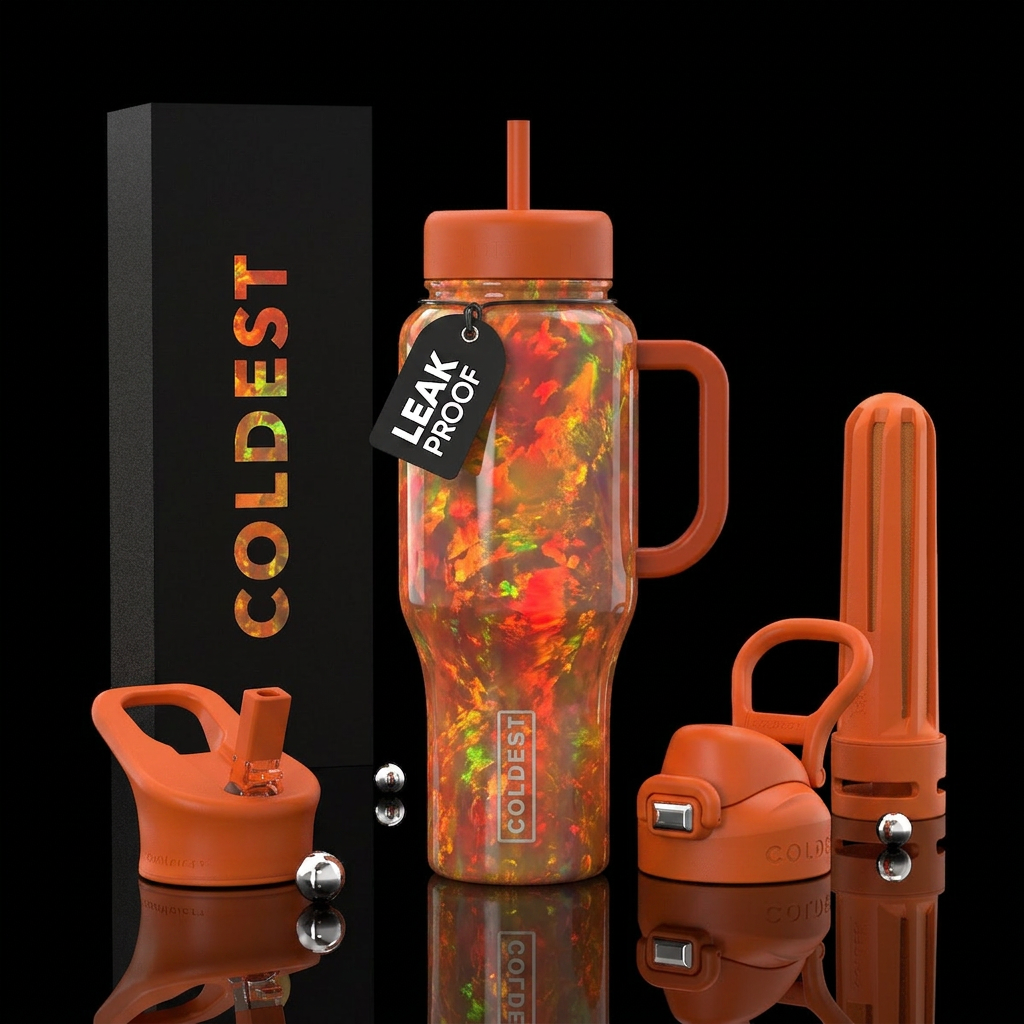 Orange opal water bottle design