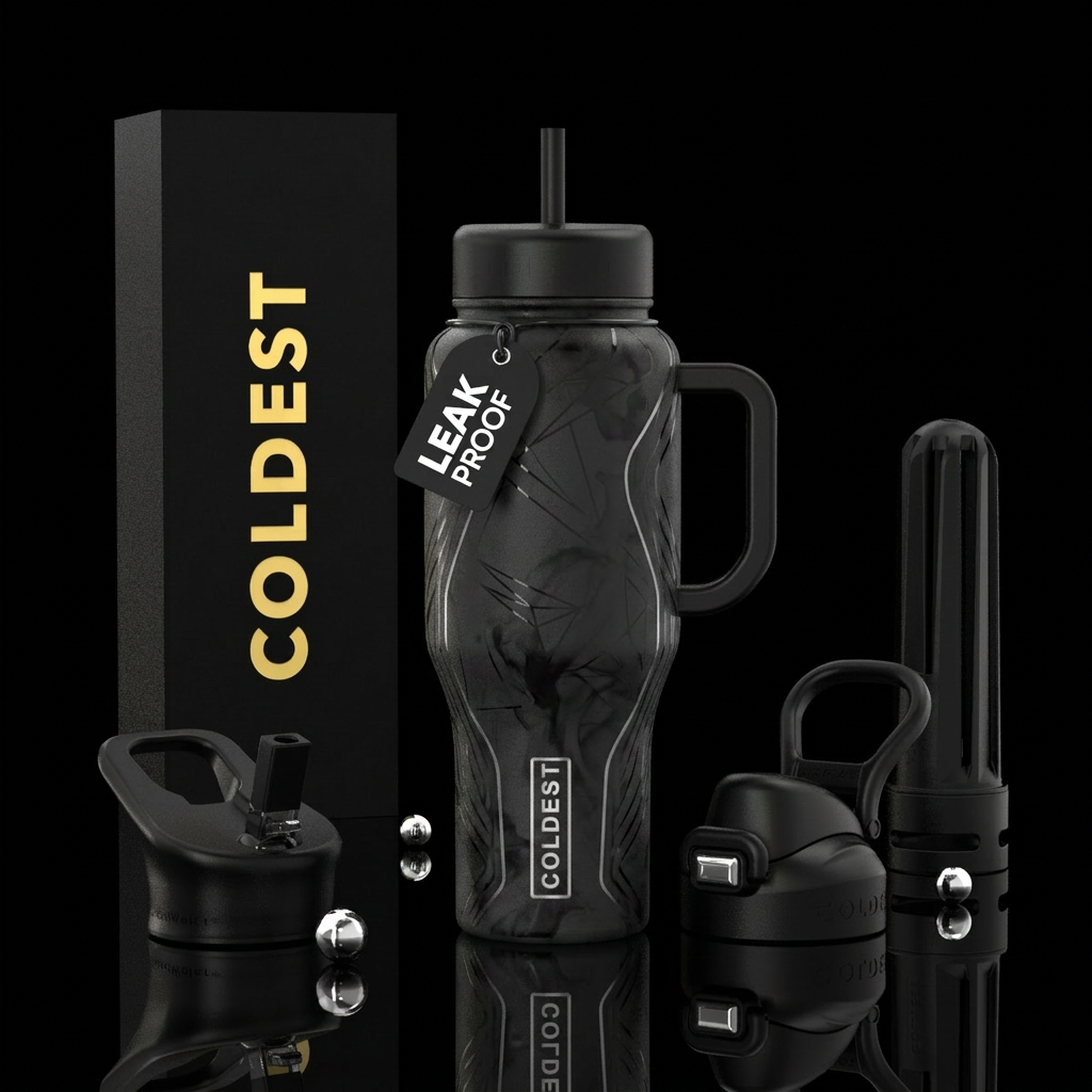 “BLACKOUT” This honestly feels VERY Coldest-ready.... water bottle design