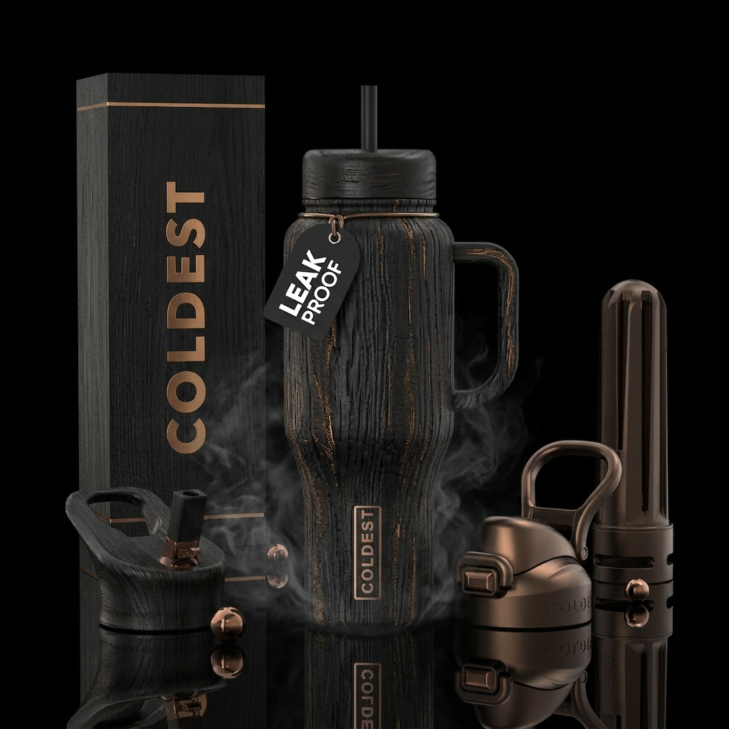 MIDNIGHT OAK” Whiskey/lounge aesthetic. Design cha... water bottle design
