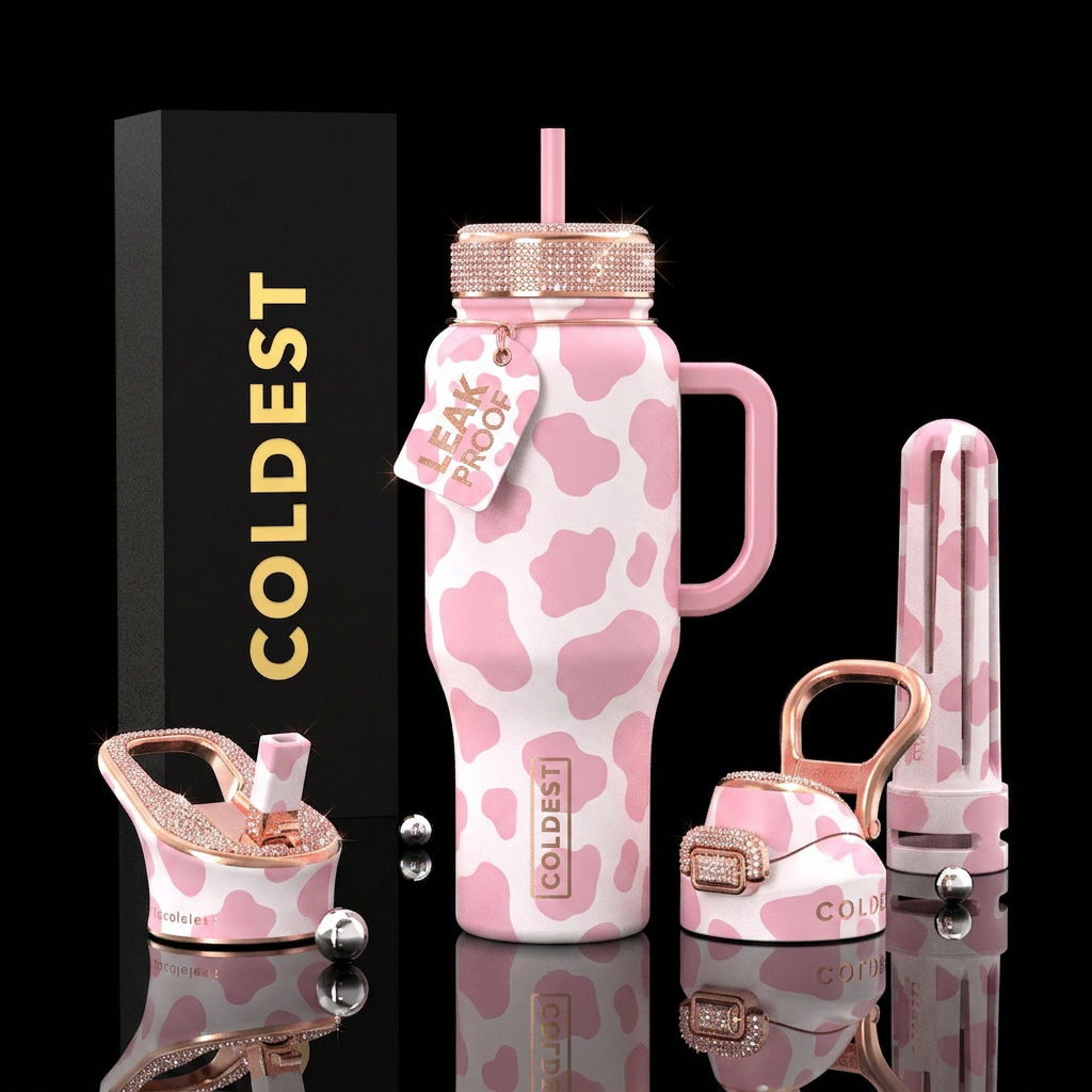 Baby cow pattern   Design Direction Ideas “Pink Ro... water bottle design