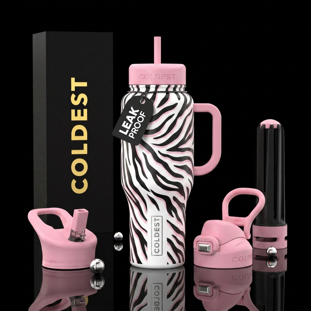 Pink Zebra Pop White base with black zebra stripes... water bottle design