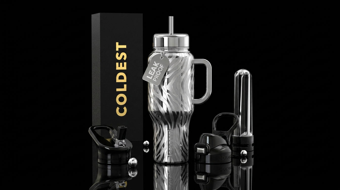 Chrome Zebra White or black base with metallic sil... water bottle design