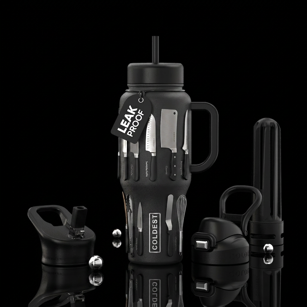 "Chef's Arsenal" Make the bottle look like a weapo... water bottle design